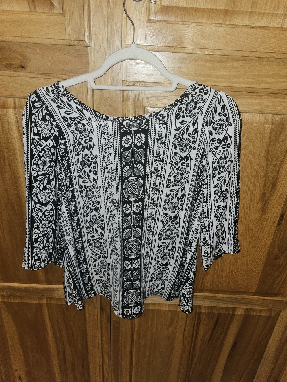 Piphany Black and White Floral Stripe Tunic